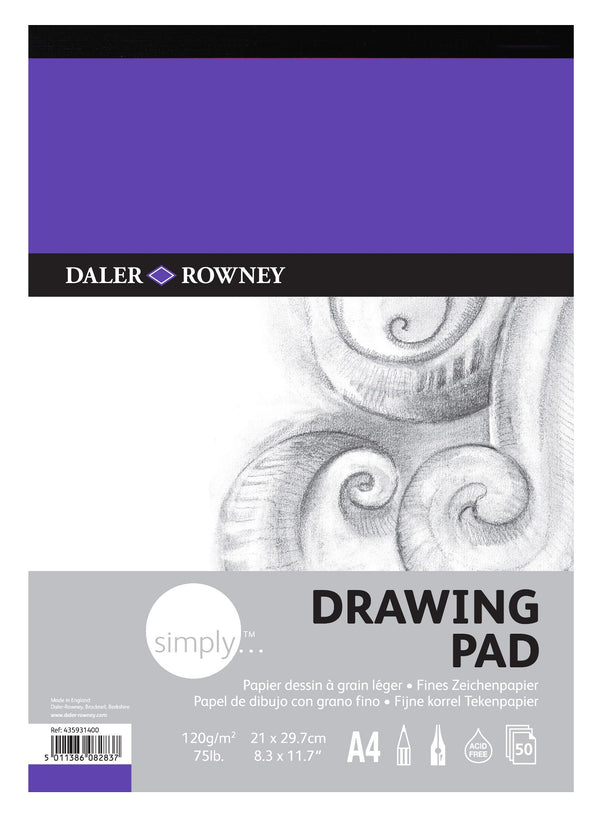 Daler Rowney Simply Drawing Pad A4 120gsm 50 Sheet