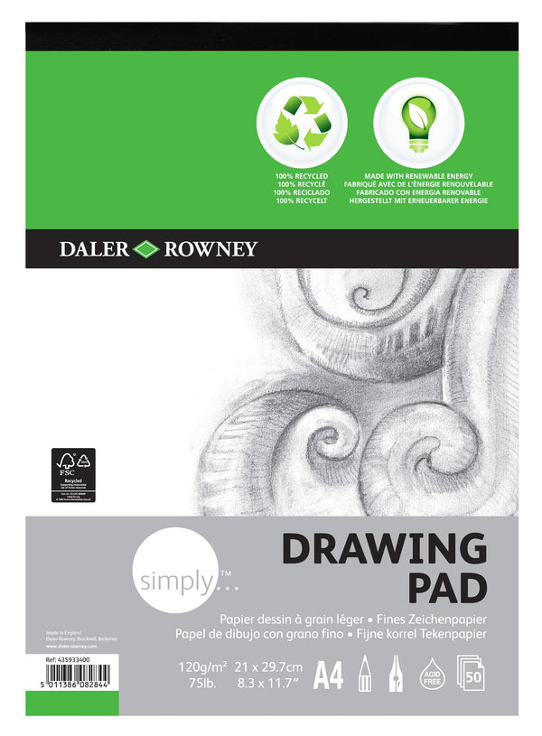 Daler Rowney Simply Eco Drawing Pad A4 120gsm 50 Sheet