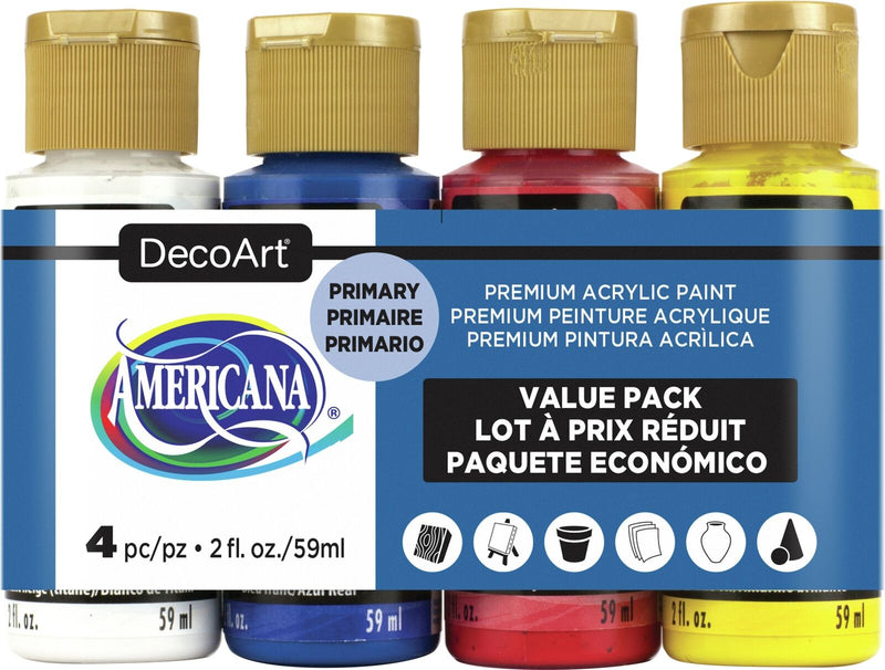 Decoart Americana Craft Paints Primary Pack Of 4