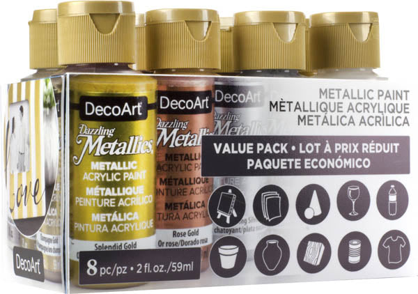 Decoart Dazzling Metallics Craft Paints Pack Of 8