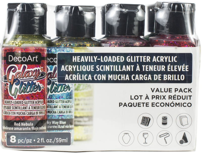 Decoart Galaxy Glitter Craft Paints Pack Of 8