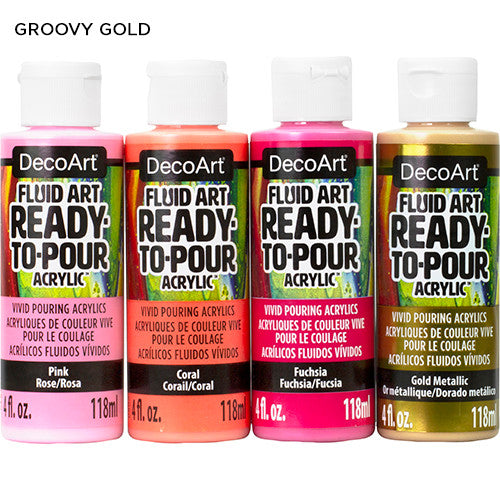 Decoart Fluidart Groovy Gold Paint Pouring Kit