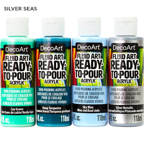 Decoart Fluidart Silver Seas Paint Pouring Kit