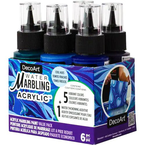 Decoart Water Marbling Paints Cool Hues Pack Of 6