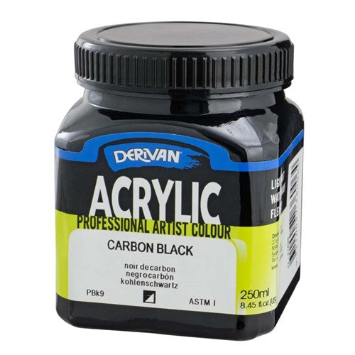 Derivan Professional Acrylic 250ml Carbon Black