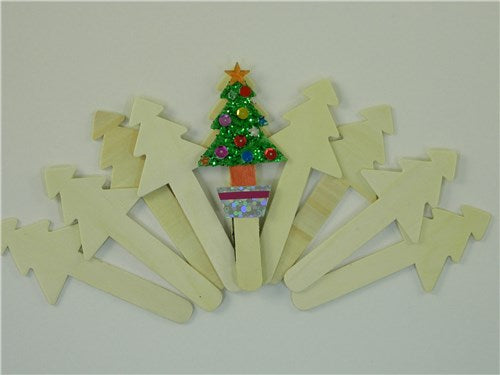 Anthony Peters Wood Craft Stick Christmas Trees - Pack Of 10