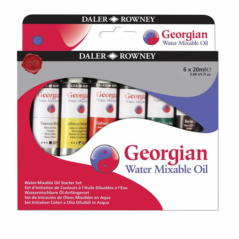 Daler Rowney Georgian Water Mixable Oils Starter Paint Set 6x20ml