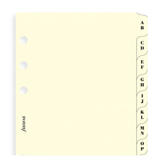 Filofax Pocket Organiser A - Z Index Cream, 2 Letters/Tab