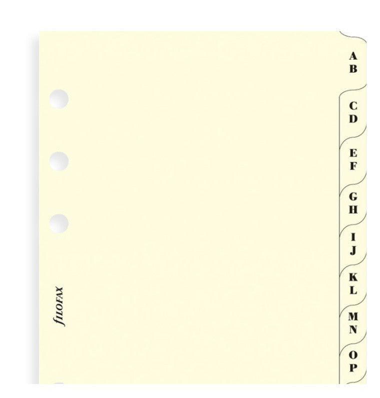 Filofax Pocket Organiser A - Z Index Cream, 2 Letters/Tab