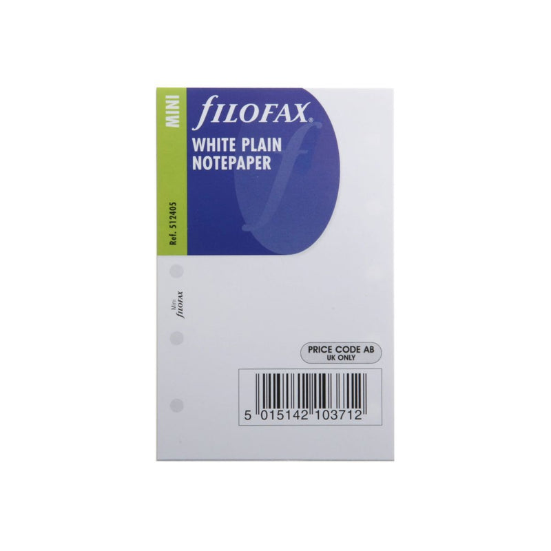filofax mini white plain notepaper