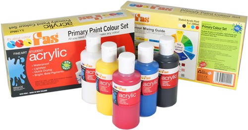 Fas Student Acrylic Primary Paint Set Of 5 X 100ml