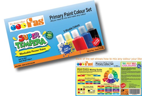 Fas Super Tempera Paint Primary Set 5x100ml