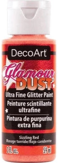 Decoart Glamour Dust Glitter Craft Paint 2oz 59ml#Colour_SIZZLING RED