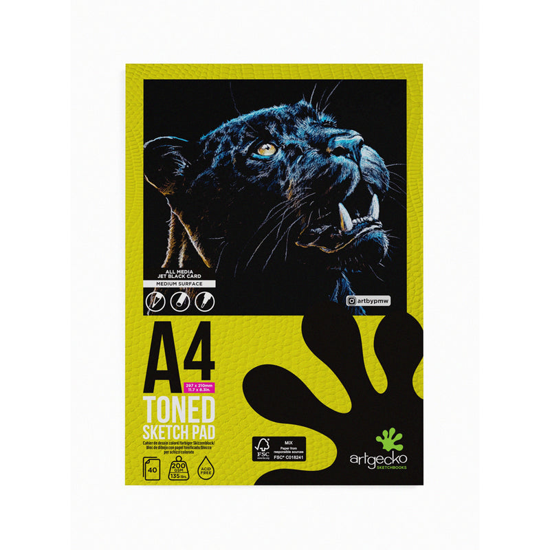 Artgecko Pro Toned Sketchpad 40 Sheets 200gsm Black Card