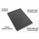 Artgecko Classy Sketchbook 80 Pages 40 Sheets 150gsm White Paper