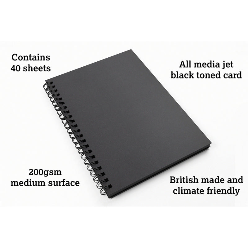 Artgecko Shady Sketchbook 80 Pages 40 Sheets 200gsm Black Toned Card