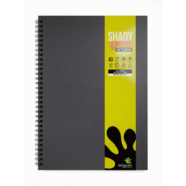 Artgecko Shady Sketchbook 80 Pages 40 Sheets 200gsm Black Toned Card#Size_A3