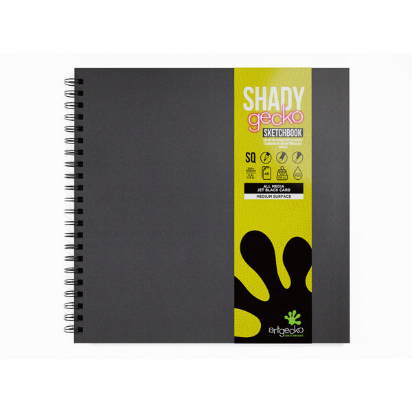 Artgecko Shady Sketchbook 300mm Square 80 Pages 40 Sheets 200gsm Black Toned Card