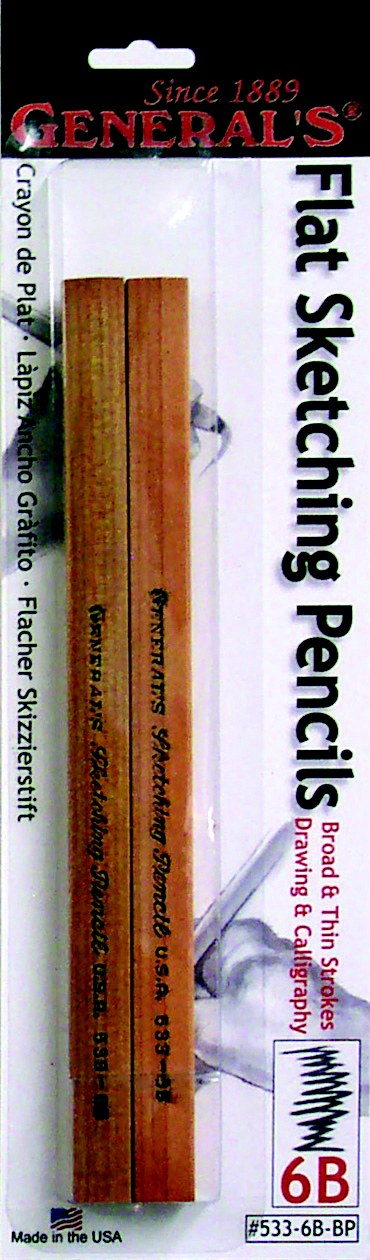 General's Flat Sketching Pencil 6b 2 Piece Blister