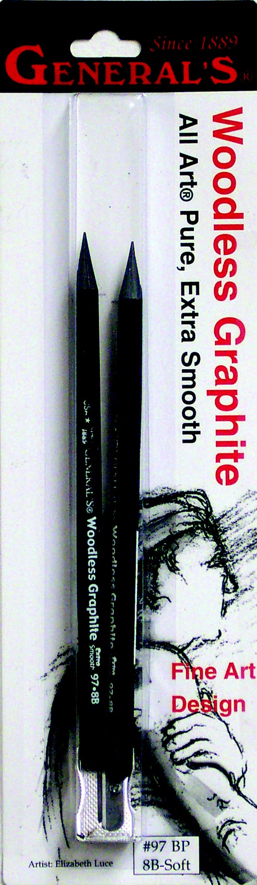General's Woodless Graphite Pencil 8b + Sharpener 3 Piece Blister