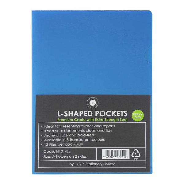 OSC L Shaped Pockets A4 - Pack of 12#Colour_BLUE