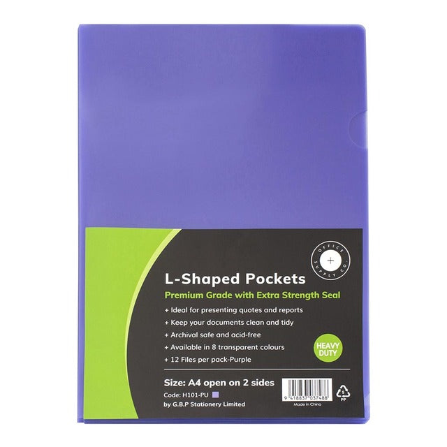 OSC L Shaped Pockets A4 - Pack of 12