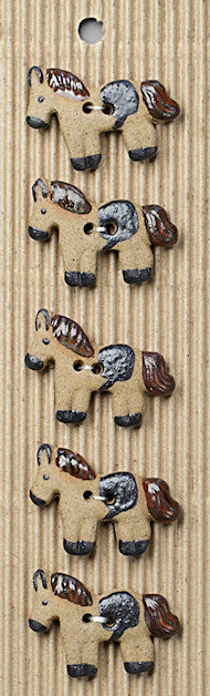 Incomparable Buttons - Brown Horses - Card of 5
