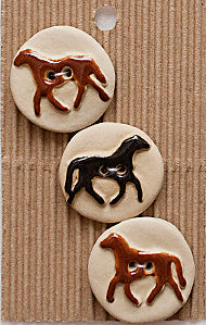 Incomparable Buttons - Round Horses - Card of 5