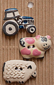 Incomparable Buttons - Farmyard - Card of 3