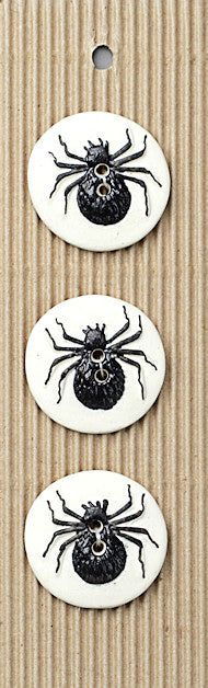 Incomparable Buttons - Round Spiders - Card of 3
