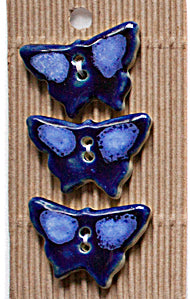 Incomparable Buttons - Blue Butterflys - Card of 3