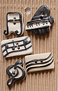 Incomparable Buttons - Musical Themed - Card of 5