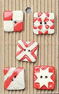 Incomparable Buttons - Red & White - Card of 5