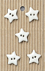 Incomparable Buttons - White Stars - Card of 5