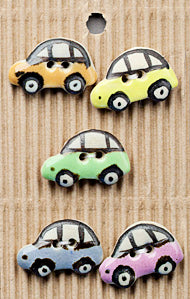 Incomparable Buttons - Small Cars - Card of 5