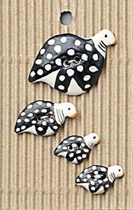 Incomparable Buttons - Black & White Hens - Card of 4