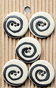 Incomparable Buttons - Black & White Round - Card of 5