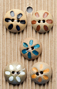 Incomparable Buttons - Assorted Round Flowers - Card of 5