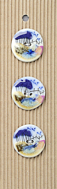 Incomparable Buttons - Abstract Oval - Card of 3