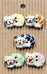 Incomparable Buttons - Multi Sitting Cats - Card of 5