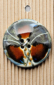 Incomparable Buttons - Large Rust/black Flower L343 - Card of 1