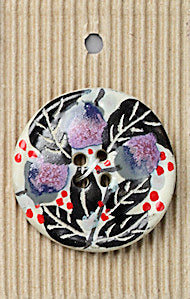 Incomparable Buttons - Large Black/Mauve Flower L346 - Card of 1