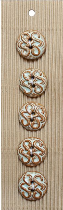 Incomparable Buttons - Brown & White Pattern - Card of 5