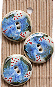 Incomparable Buttons - Large Blue Flowers L419 - Card of 3