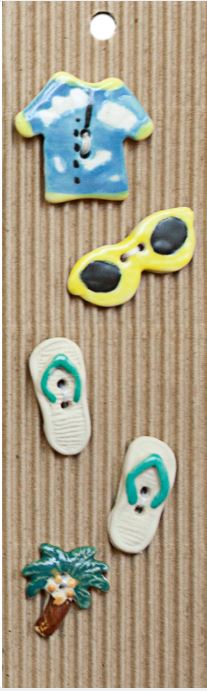 Incomparable Buttons - Assorted Beachwear - Card of 5