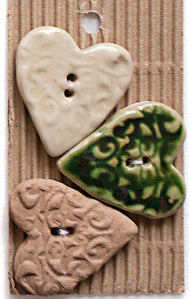 Incomparable Buttons - Assorted Hearts - Card of 3