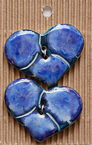 Incomparable Buttons - Large Blue Hearts L485 - Card of 2