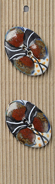 Incomparable Buttons - Large Oval Brown/Black L513 - Card of 2