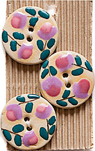 Incomparable Buttons - Large Pink Flowers L515 - Card of 3
