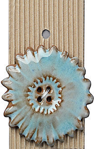 Incomparable Buttons - Extra Large Aqua/Brown Flower - Card of 1